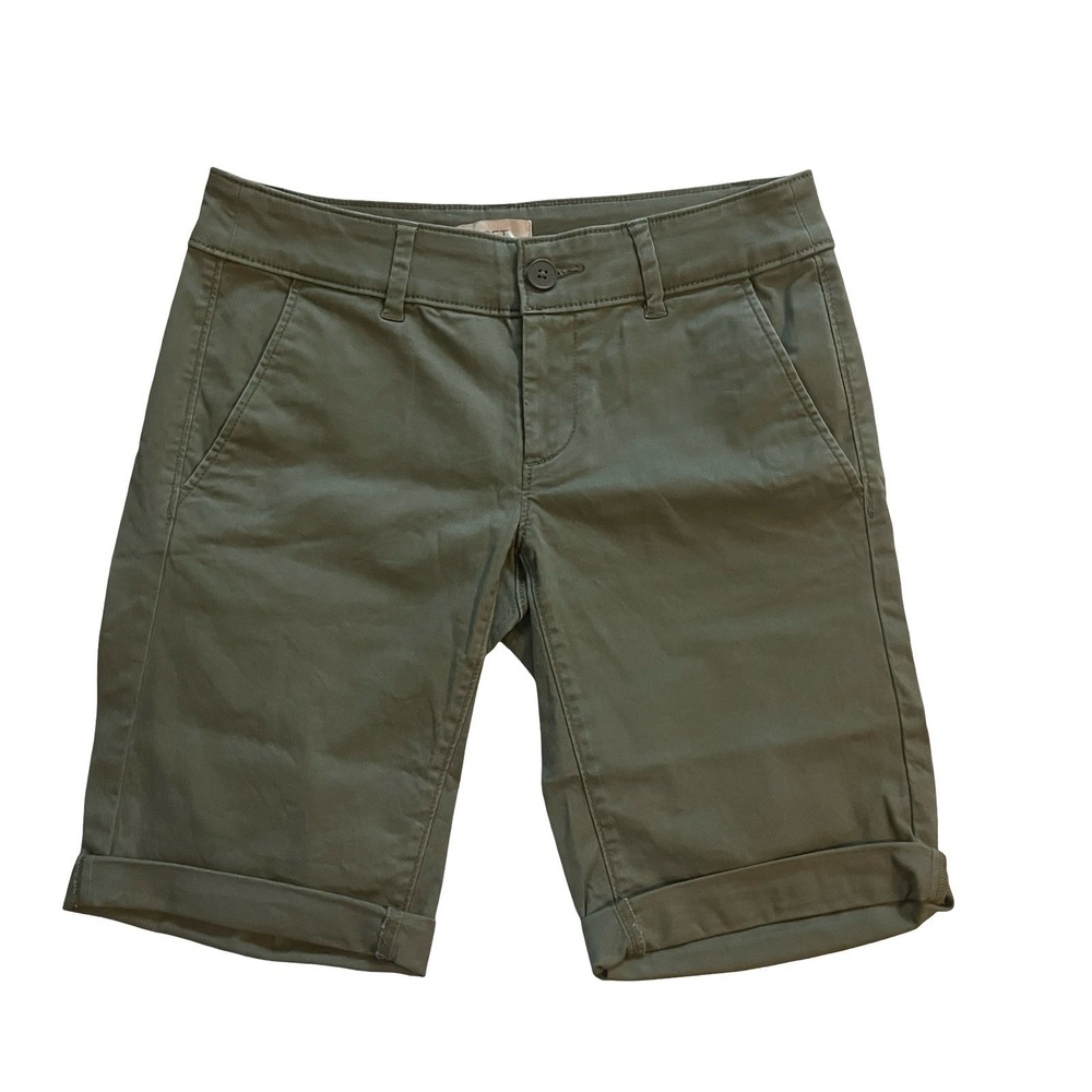 LOFT Outlet Size 0 Bermuda Shorts Army Green Preppy Capsule 97% Cotton